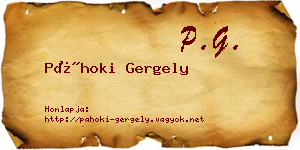 Páhoki Gergely névjegykártya